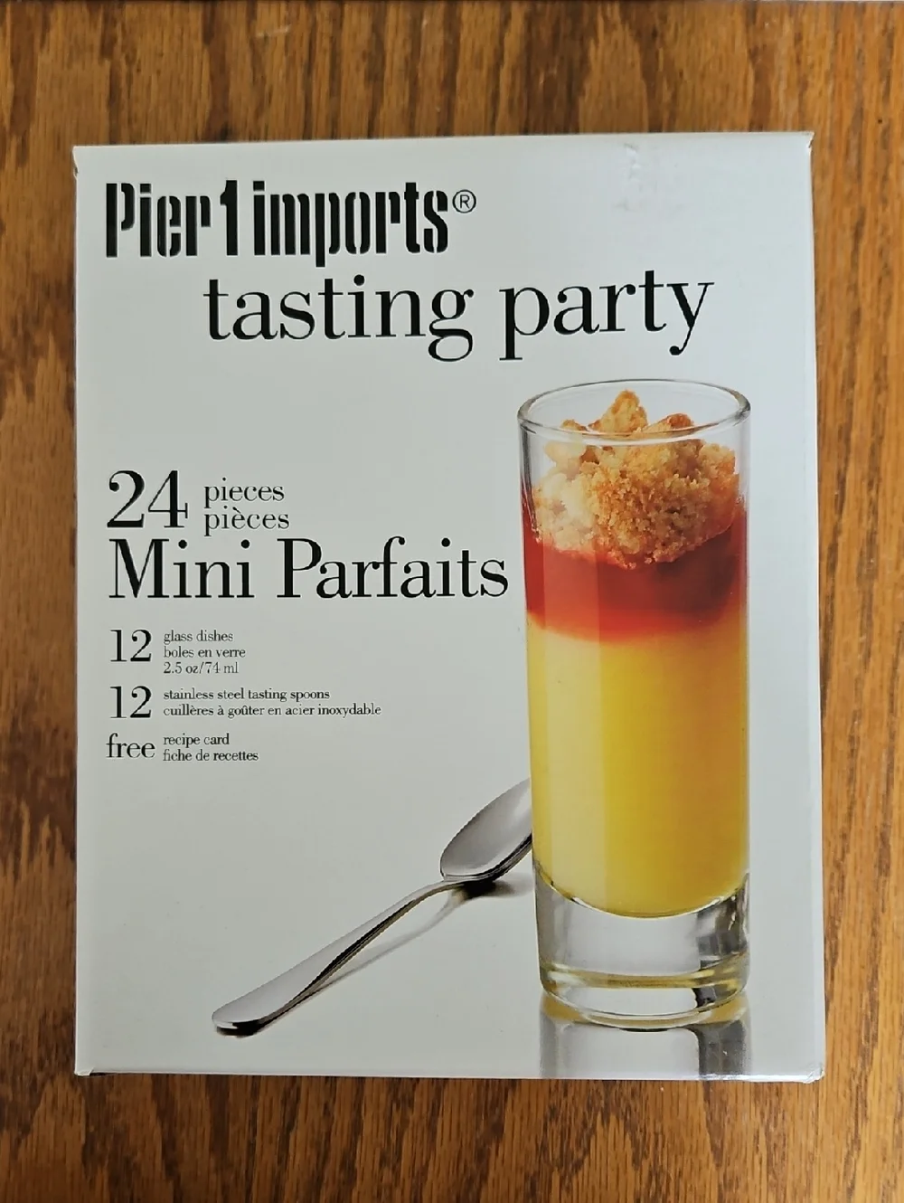 24 Piece -12 Mini Parfait & 12 Spoons Tasting Party Set by Pier 1 Imports NWT